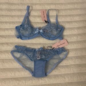 Agent Provocateur Blue Lace Bra Set
